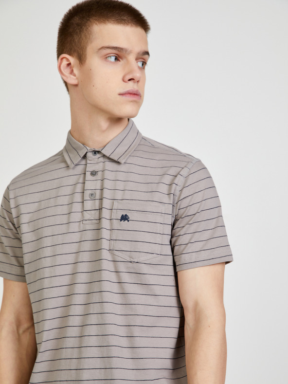 LERROS Svetlo siva črtasta polo majica LERROS