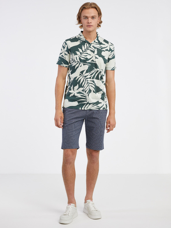 LERROS Kremasta in zelena moška cvetlična polo majica LERROS