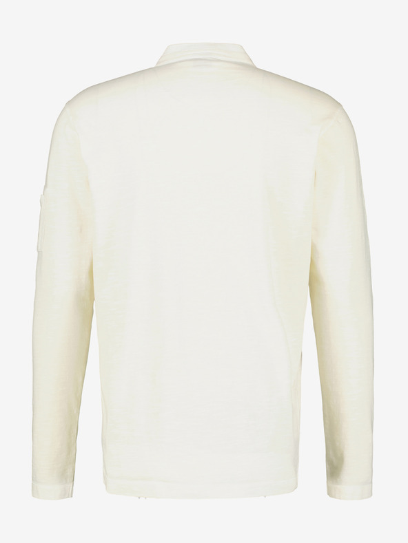 LERROS Kremasta moška polo majica z dolgimi rokavi LERROS