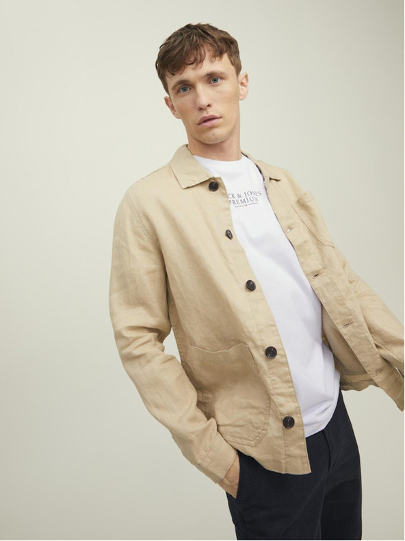 Jack & Jones Bela moška jopa s kapuco Jack & Jones