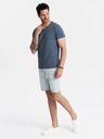 Ombre Clothing Moška klasična bombažna majica BASIC z V-izrezom - modra V18 OM-TSBS-0145 Ombre Clothing