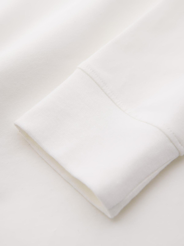 Ombre Clothing Moška bombažna majica LOOSE FIT z dolgimi rokavi in okroglim vratom - krem V2 OM-LSBC-0129 Ombre Clothing