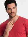 Ombre Clothing Klasična bombažna moška majica BASIC z V-izrezom - rdeča V17 OM-TSBS-0145 Ombre Clothing