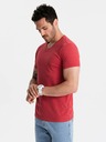 Ombre Clothing Klasična bombažna moška majica BASIC z V-izrezom - rdeča V17 OM-TSBS-0145 Ombre Clothing