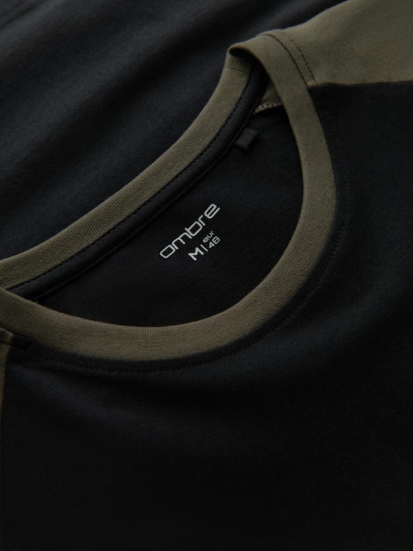 Ombre Clothing Moška potiskana majica z dolgimi rokavi - črna V1 OM-LSPT-0119 Ombre Clothing