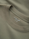 Ombre Clothing Moška bombažna majica LOOSE FIT z dolgimi rokavi in okroglim vratom - kaki V4 OM-LSBC-0129 Ombre Clothing
