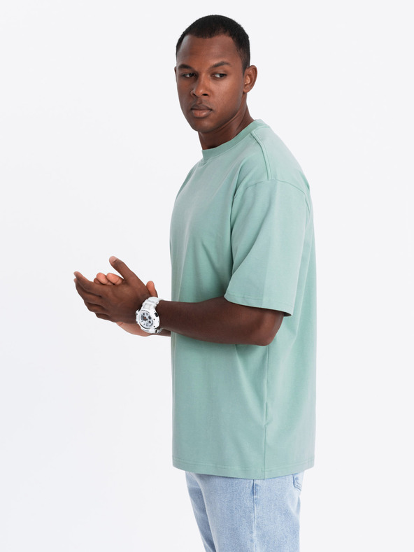 Ombre Clothing Moška majica LOOSE FIT z žepom v barvi mete Ombre Clothing