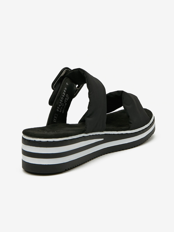 Rieker Črni ženski copati s klinom Rieker