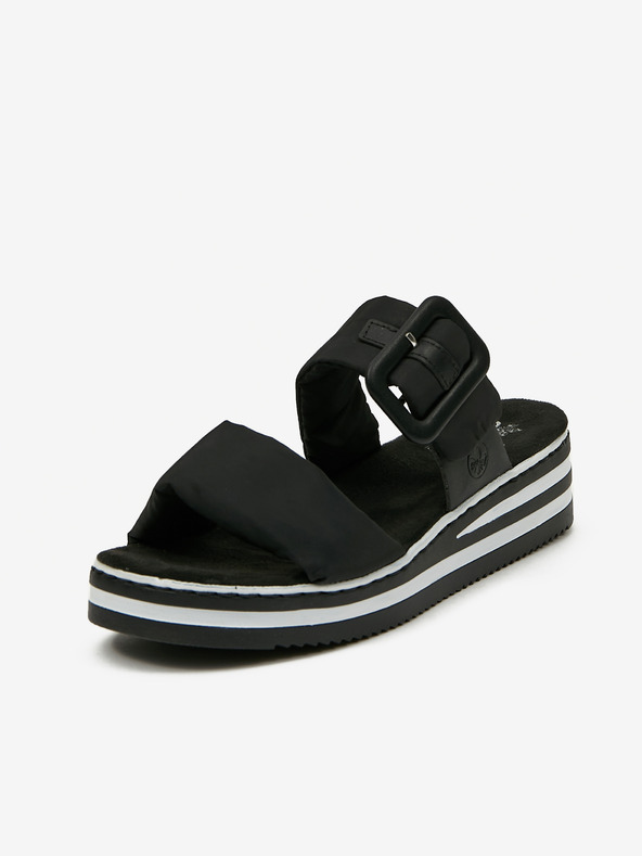 Rieker Črni ženski copati s klinom Rieker