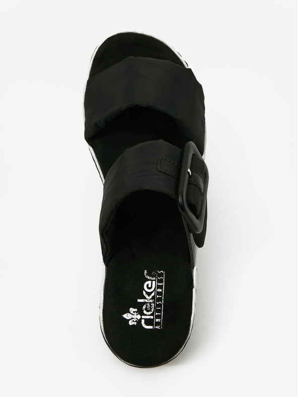 Rieker Črni ženski copati s klinom Rieker