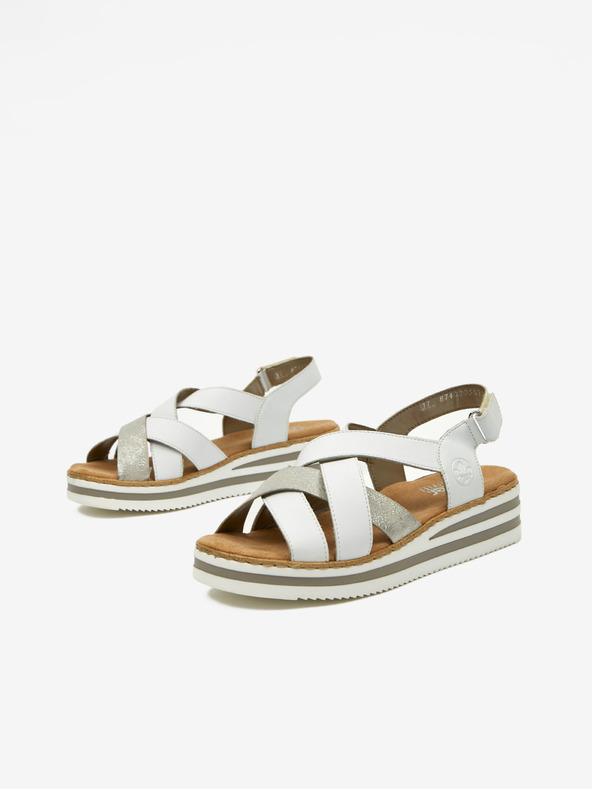 Rieker Srebrno-beli ženski sandali Rieker