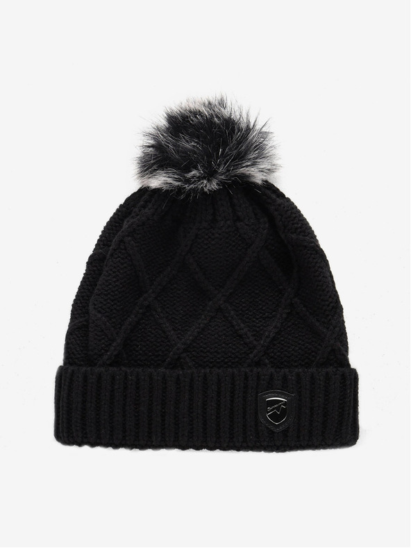 ALPINE PRO Topla kapa s pompom ALPINE PRO GODERE črna