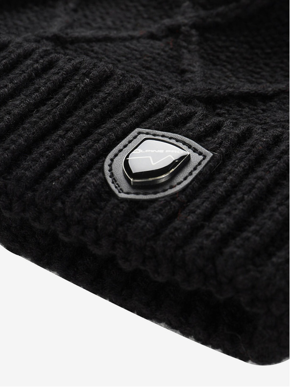 ALPINE PRO Topla kapa s pompom ALPINE PRO GODERE črna