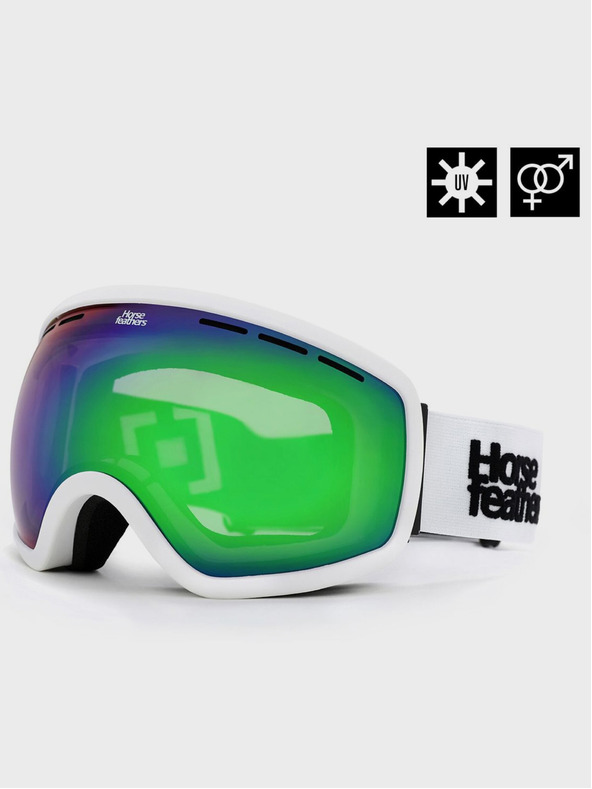 Horsefeathers Očala za deskanje na snegu Knox - bela/zrcalno zelena HORSEFEATHERS