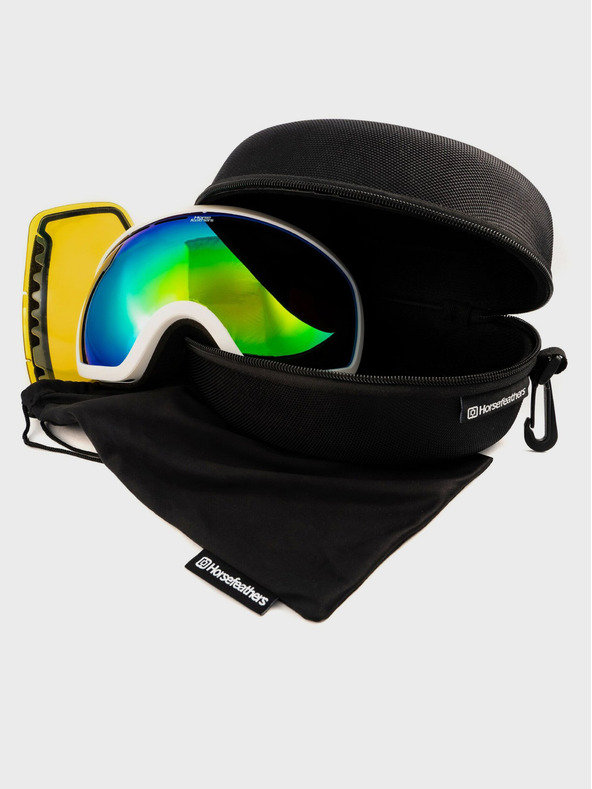 Horsefeathers Očala za deskanje na snegu Knox - bela/zrcalno zelena HORSEFEATHERS