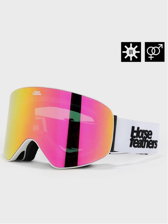 Horsefeathers Očala za deskanje na snegu Edmond - bela/zrcalno rožnata HORSEFEATHERS