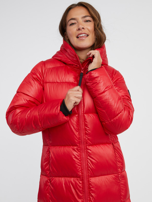 Sam 73 Rdeč ženski prešiti plašč s kapuco SAM 73 Anna