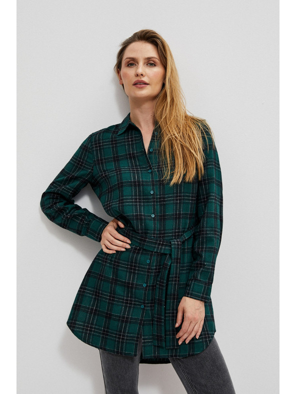 Moodo Temno zelena ženska črtasta majica Moodo