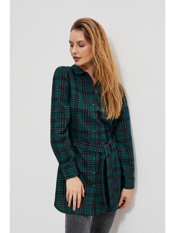 Moodo Temno zelena ženska črtasta majica Moodo