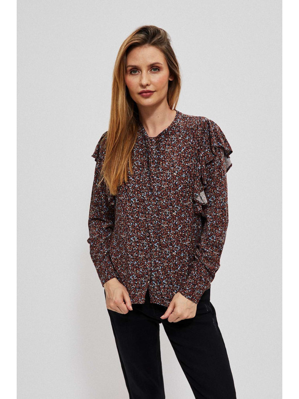 Moodo Rjava ženska cvetlična bluza Moodo