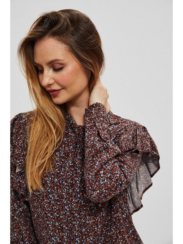 Moodo Rjava ženska cvetlična bluza Moodo