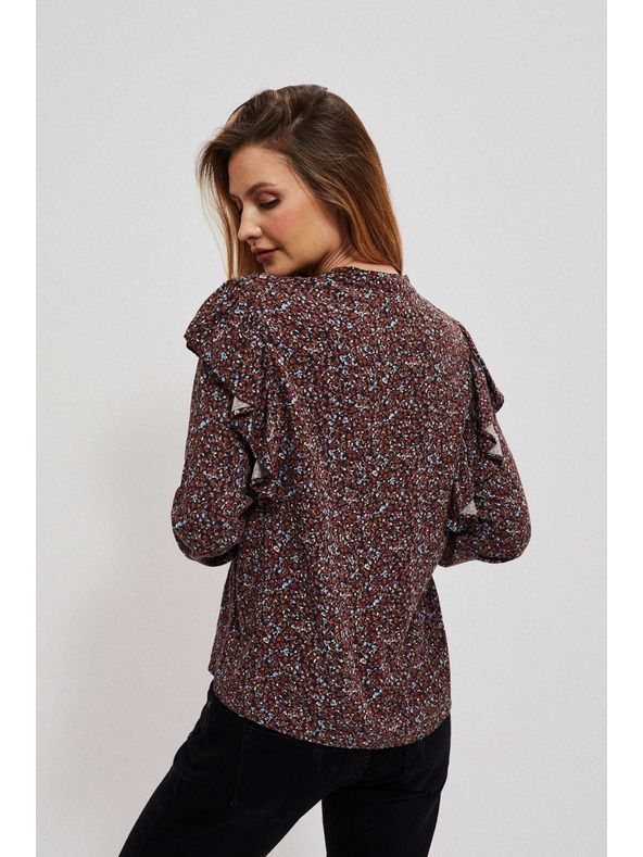 Moodo Rjava ženska cvetlična bluza Moodo
