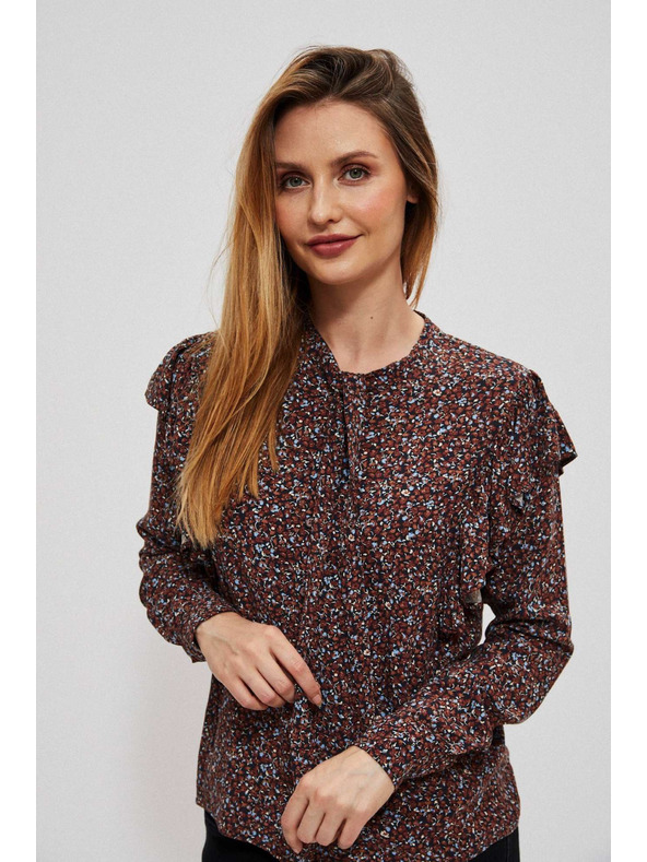 Moodo Rjava ženska cvetlična bluza Moodo
