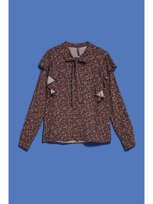 Moodo Rjava ženska cvetlična bluza Moodo