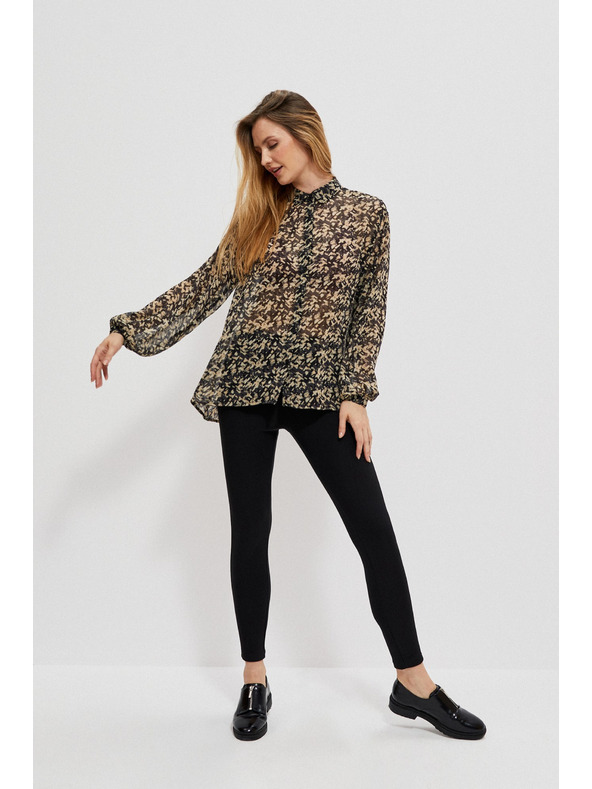 Moodo bež in črna ženska majica z vzorcem Moodo