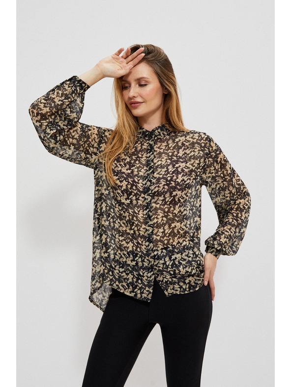 Moodo bež in črna ženska majica z vzorcem Moodo