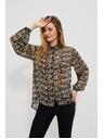 Moodo bež in črna ženska majica z vzorcem Moodo