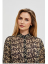 Moodo bež in črna ženska majica z vzorcem Moodo