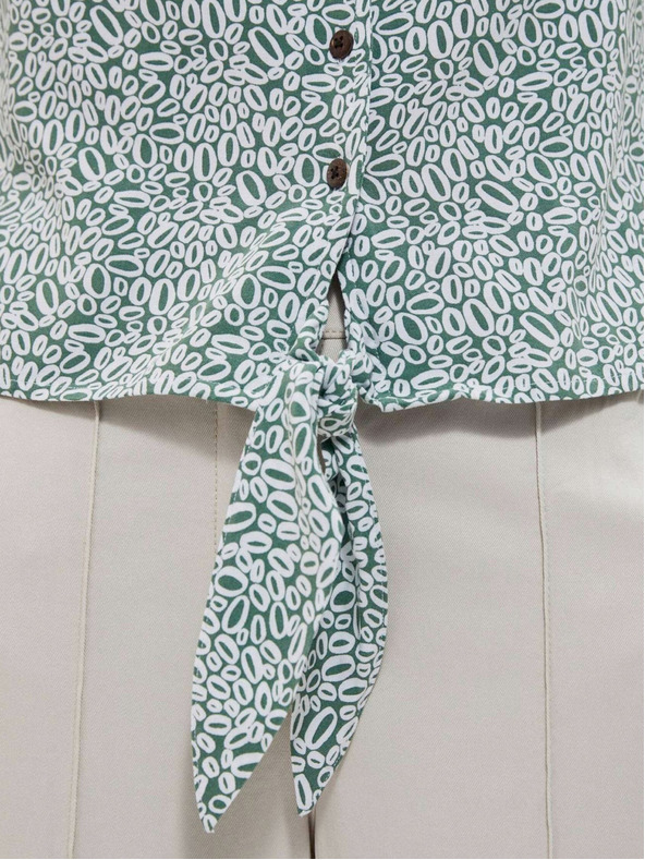 Moodo Bela in zelena ženska vzorčasta srajca Moodo