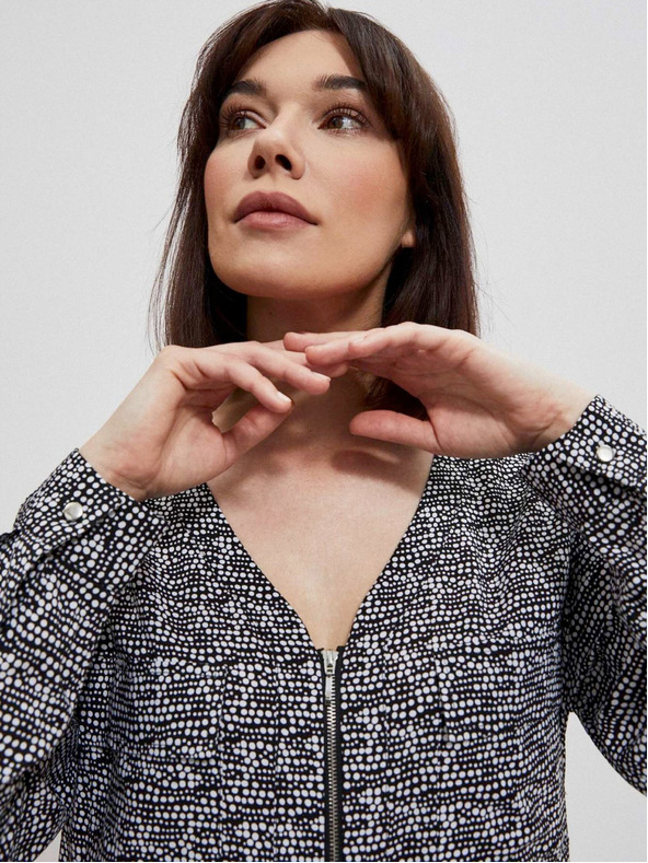 Moodo Črno-bela ženska vzorčasta bluza Moodo