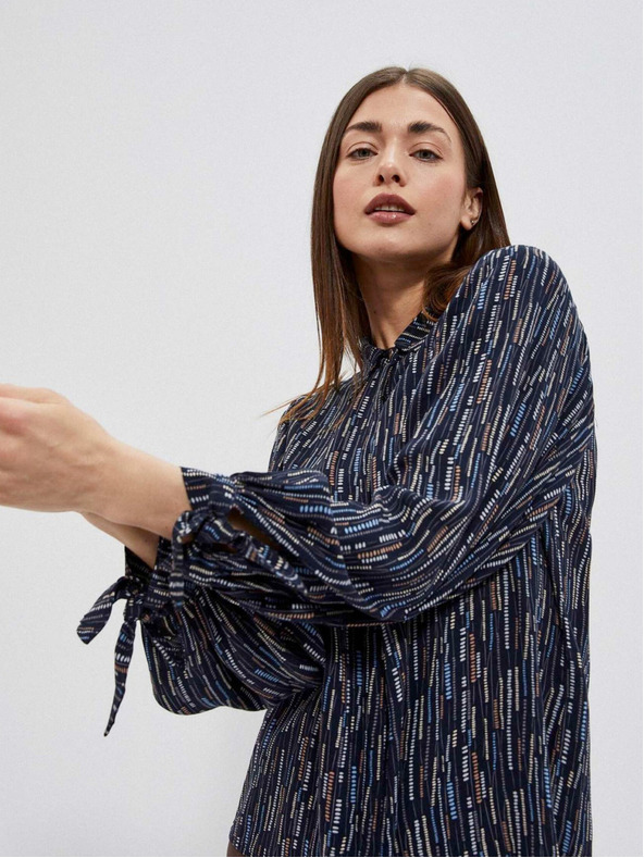 Moodo Temno modra ženska vzorčasta bluza Moodo