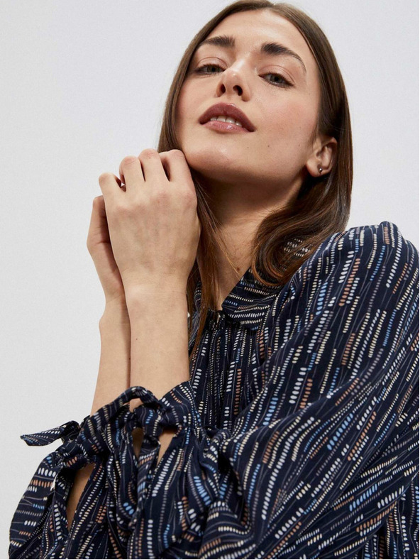 Moodo Temno modra ženska vzorčasta bluza Moodo