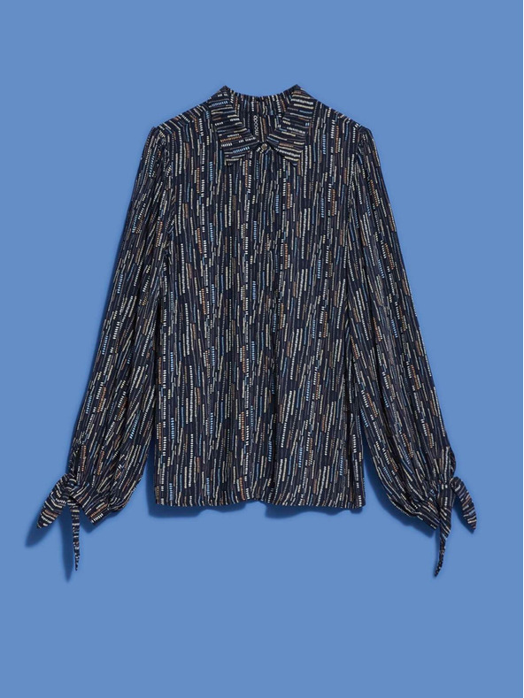 Moodo Temno modra ženska vzorčasta bluza Moodo