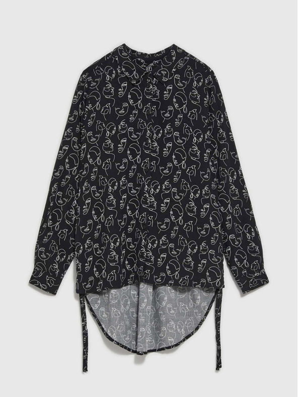 Moodo Črna ženska majica z vzorcem Moodo