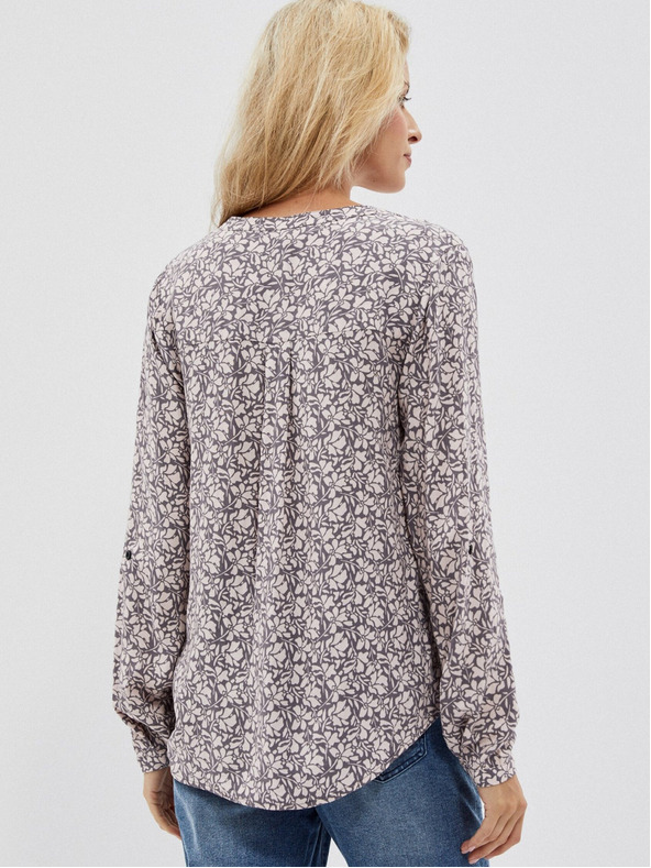 Moodo Bela in siva ženska majica z vzorcem Moodo