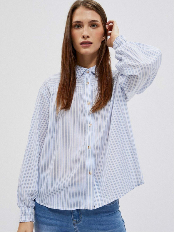 Moodo Bela in modra ženska črtasta srajca Moodo