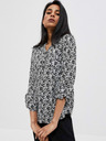 Moodo Bela in črna ženska cvetlična srajca Moodo