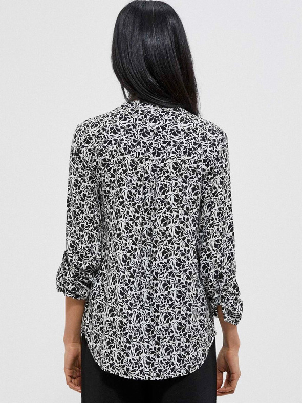 Moodo Bela in črna ženska cvetlična srajca Moodo