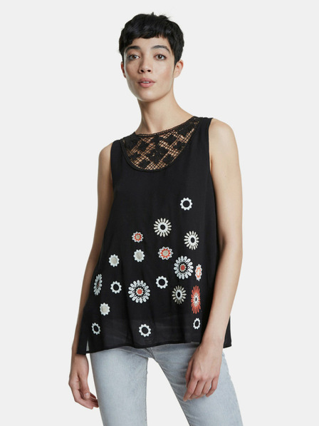 Desigual Črna vzorčasta bluza Desigual -Tebas