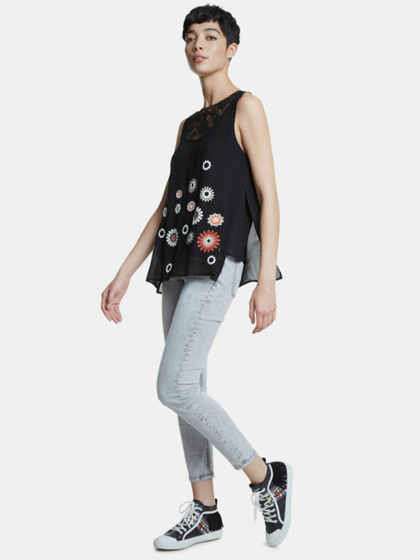 Desigual Črna vzorčasta bluza Desigual -Tebas