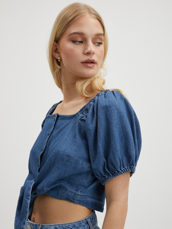 Pieces Modra ženska majica iz džinsa Pieces Tinka
