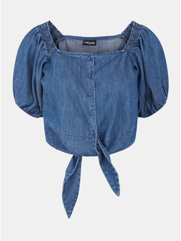 Pieces Modra ženska majica iz džinsa Pieces Tinka