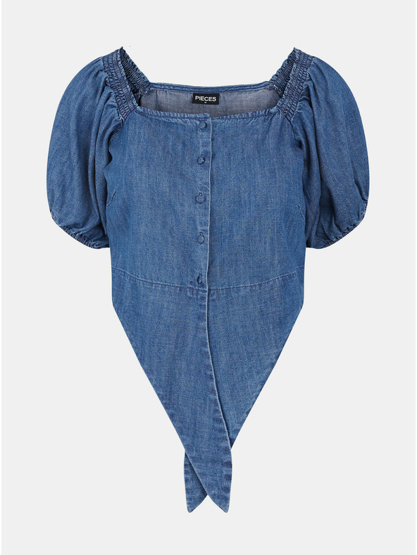 Pieces Modra ženska majica iz džinsa Pieces Tinka
