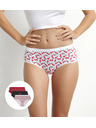 DIM DIM LES POCKETS COTTON BOXER 3x - ženske bombažne spodnjice 3 kosi - črna - bela - rdeča