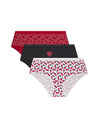 DIM DIM LES POCKETS COTTON BOXER 3x - ženske bombažne spodnjice 3 kosi - črna - bela - rdeča