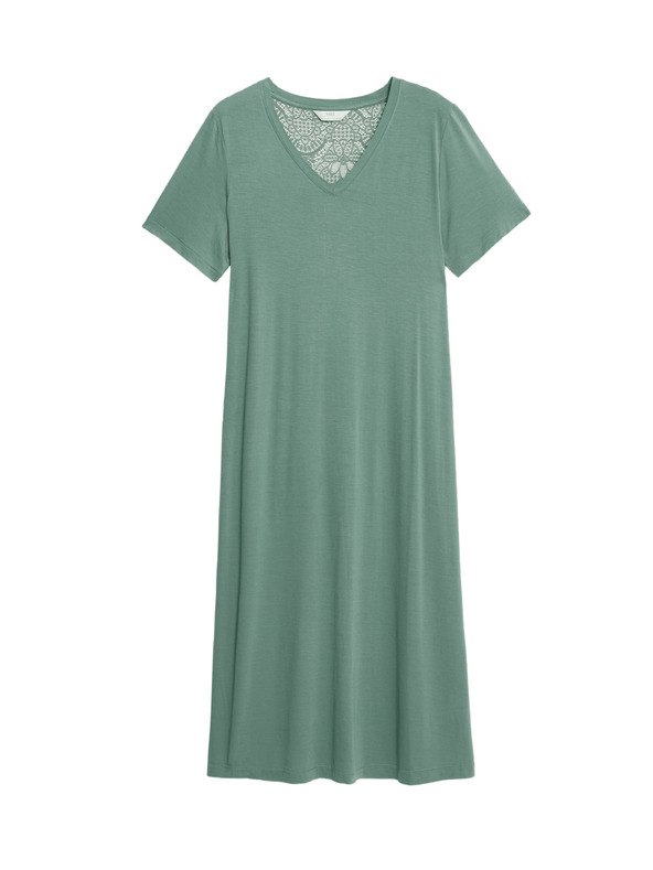 Marks & Spencer Nočna srajca s čipkasto vlogo Marks & Spencer zelena